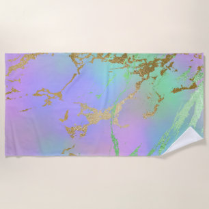Millennial Marble   Playful Rainbow Pastel Ombre Beach Towel