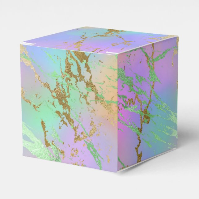 Millennial Marble | Playful Rainbow Pastel Ombre Favor Box (Front Side)