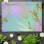 Millennial Marble | Playful Rainbow Pastel Ombre Kitchen Towel<br><div class="desc">Bright and colourful watercolor marble gradient in vibrantly rich shades of turquoise blue, mint green, hot pink, and lavender purple mermaid-inspired ombre palette. This feminine hand-painted texture adds the perfect pop of colour. From the "Modern Watercolor Marbles" collection, this design features abstract fluid swirls creating a cool pattern accented by...</div>