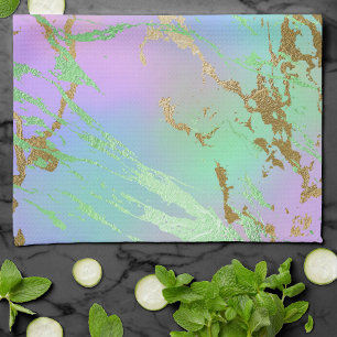 Millennial Marble   Playful Rainbow Pastel Ombre Kitchen Towel