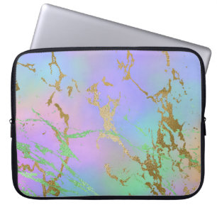 Millennial Marble   Playful Rainbow Pastel Ombre Laptop Sleeve