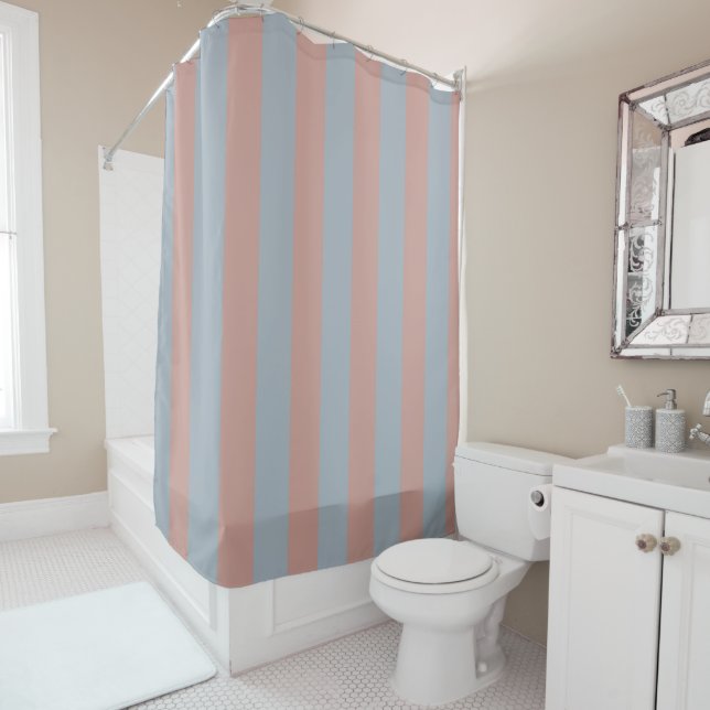 Millennial Pink And Ice Blue Colour Block Stripes  (In Situ)