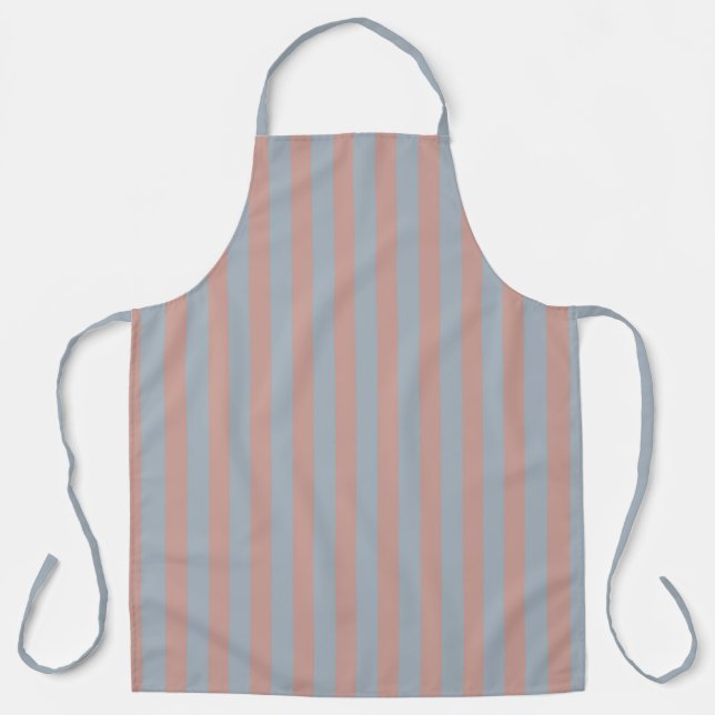 Millennial Pink And Ice Blue Colour Block Stripes  Apron (Front)