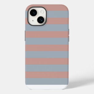 Millennial Pink And Ice Blue Colour Block Stripes iPhone 14 Case