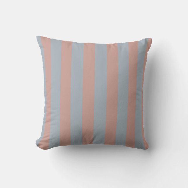 Millennial Pink And Ice Blue Colour Block Stripes  Throw Pillow (Front)