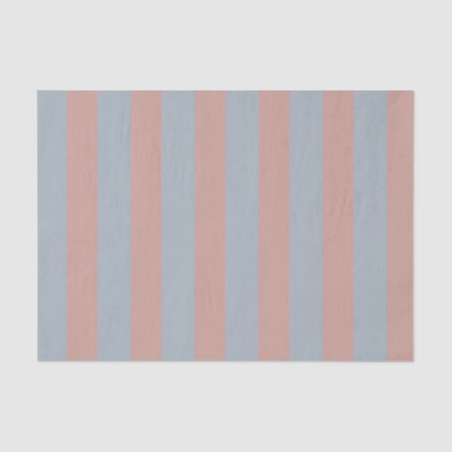 Millennial Pink And Ice Blue Colour Block Stripes  Tissue Paper (Front)