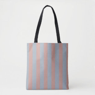 Millennial Pink And Ice Blue Colour Block Stripes  Tote Bag