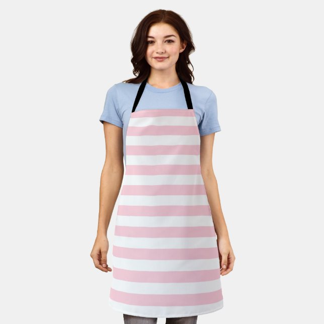 Millennial Pink and White Stripes Apron (Worn)