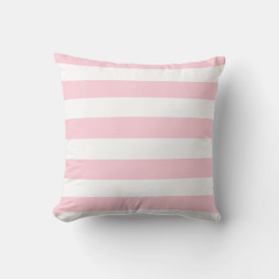 Millennial Pink and White Stripes Throw Pillow