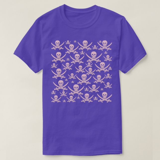 Millennial Pink Pirate Pattern T-Shirt (Design Front)