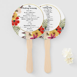 Millennial Pink Vintage Red Yellow Floral Hand Fan