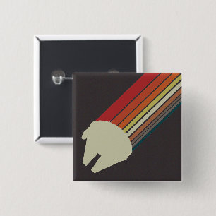 Millennium Falcon Retro Rainbow Graphic 2 Inch Square Button