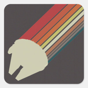 Millennium Falcon Retro Rainbow Graphic Square Sticker