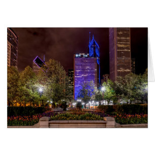 Millennium Park Spring Season Night Greeting Card