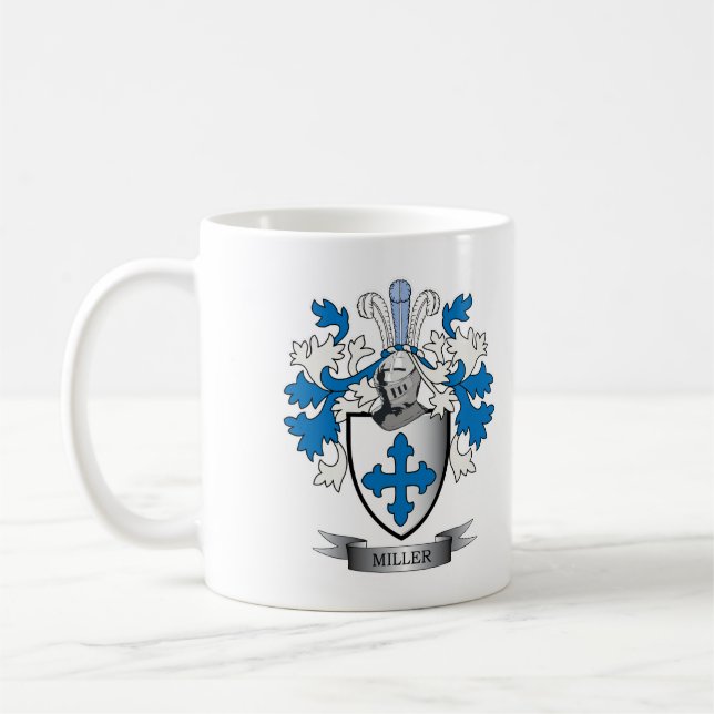 Miller Family Crest Coat of Arms Coffee Mug (Left)