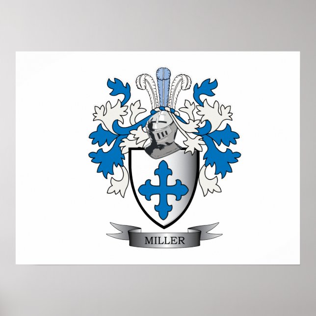 Miller Family Crest Coat of Arms Poster (Front)