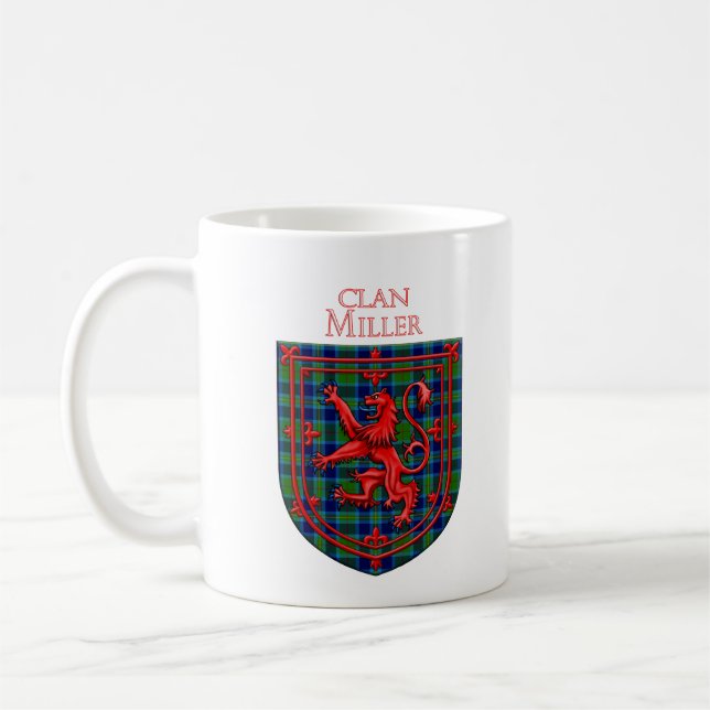 Miller Tartan Scottish Plaid Lion Rampant Coffee Mug (Left)