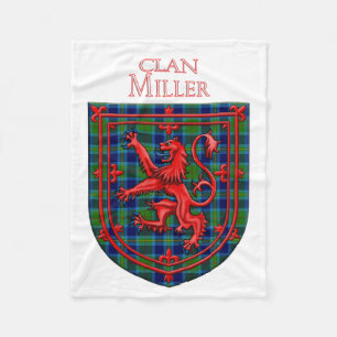 Miller Tartan Scottish Plaid Lion Rampant Fleece Blanket
