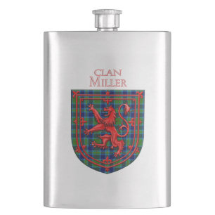 Miller Tartan Scottish Plaid Lion Rampant Hip Flask