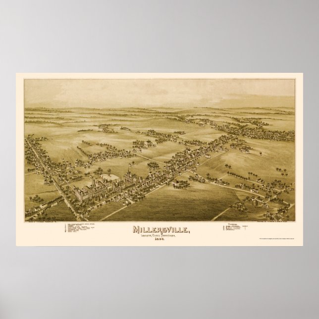 Millersville, PA Panoramic Map - 1894 Poster (Front)