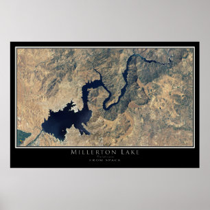 Millerton Lake California Satellite Map Poster