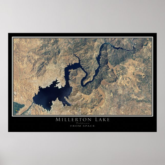 Millerton Lake California Satellite Map Poster (Front)