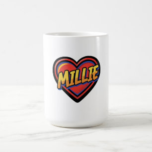 Millie Comic Pop Art Heart Name Coffee Mug