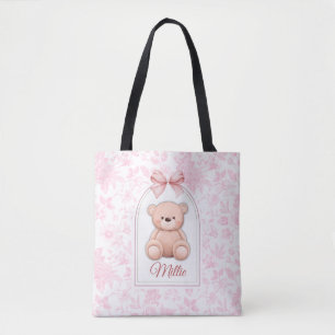 Millie   Custom Pink Teddy Bear Nursery Design  Tote Bag