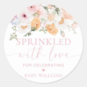 Millie Floral Baby Shower Sprinkled With Love Classic Round Sticker