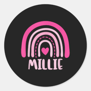 Millie Name Heart Cute Personalized Rainbow Classic Round Sticker