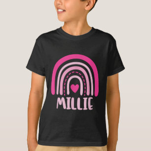 Millie Name Heart Cute Personalized Rainbow T-Shirt
