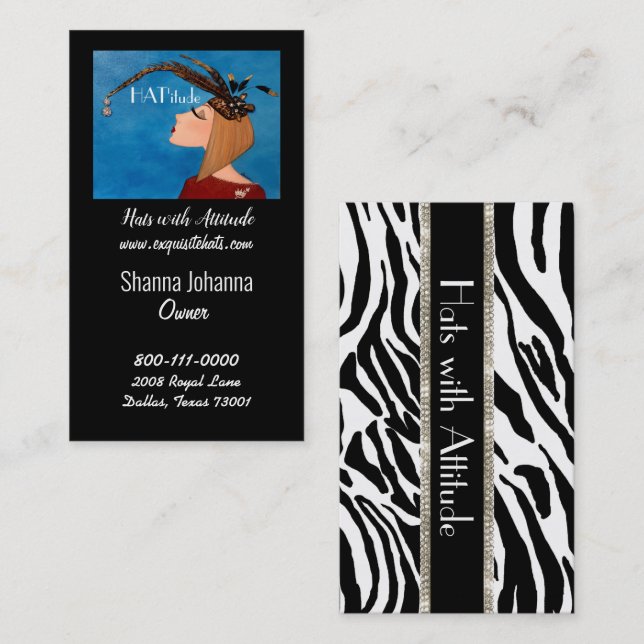 "Millinery Fashion - Hats with Attitude" DIVA Business Card (Front/Back)