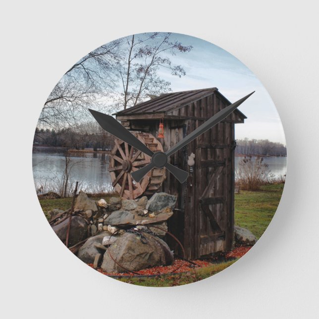 Milling about the outhouse round clock (Front)