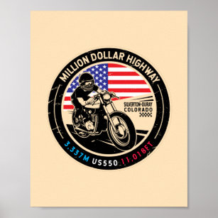 Million Dollar Highway Colorado Motorcycle Poster