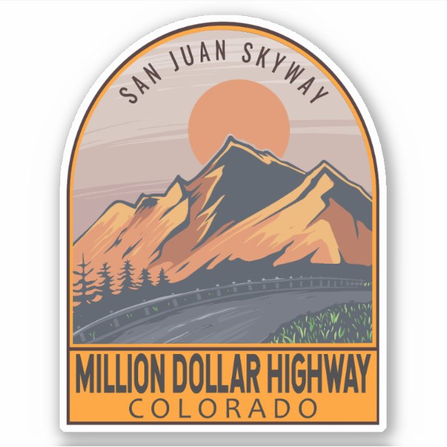Million Dollar Highway Colorado Retro Travel Art (Front)