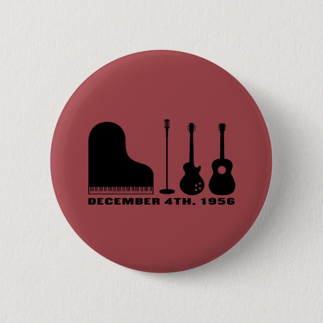 Million Dollar Quartet Instruments - Black 2 Inch Round Button (Front)