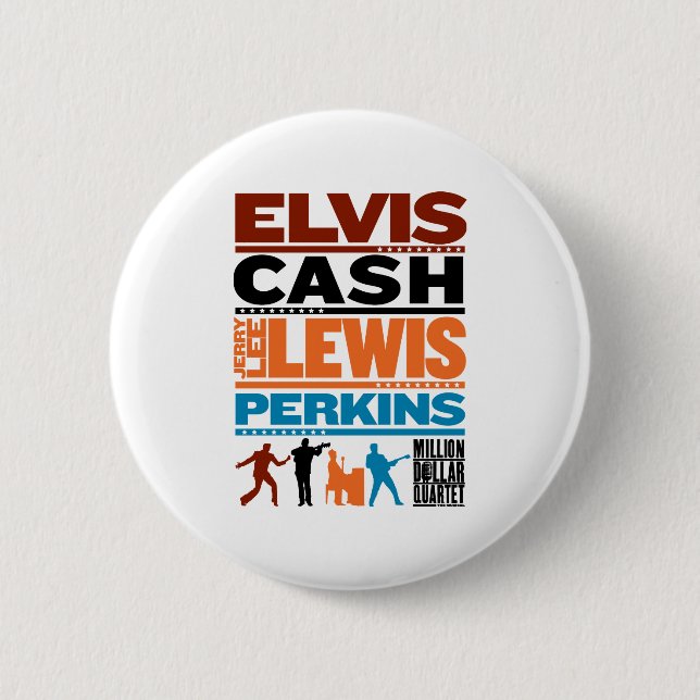 Million Dollar Quartet Names 2 Inch Round Button (Front)
