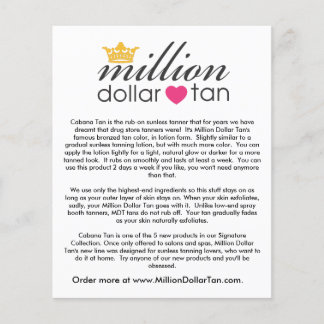 Million Dollar Tan's Cabana Tan Card Vertical