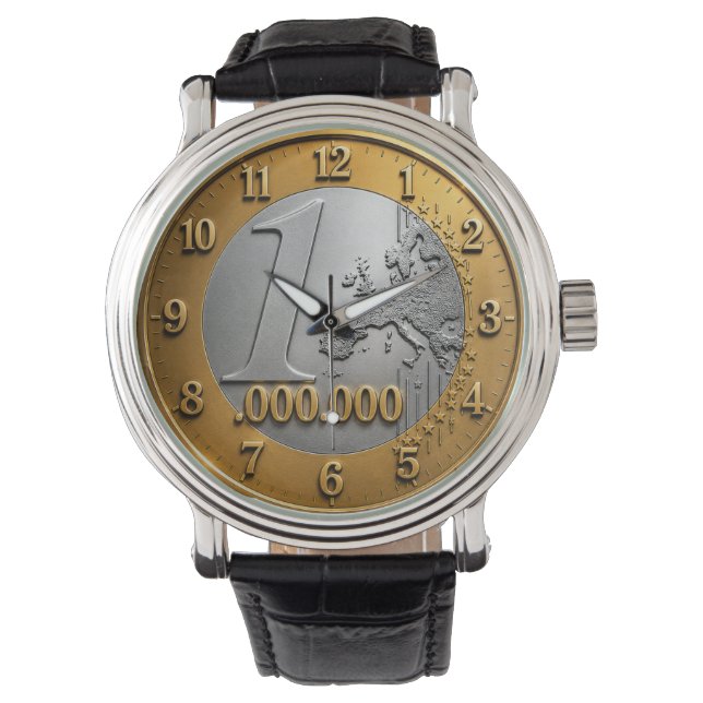 Million Euro Coin Wall Clock Design, Funny Wealth  Watch (Front)