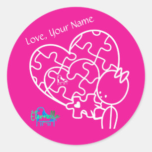 Million Piece Jigsaw Pink Customized Classic Round Sticker