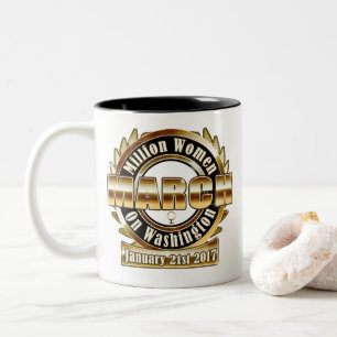 Million Womens March on Washington 2017 black gold Two-Tone Coffee Mug