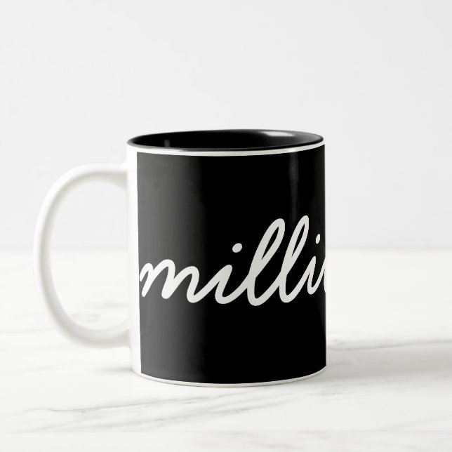 'Millionaire' Minimalist Design Maximalist Mindset Two-Tone Coffee Mug (Left)