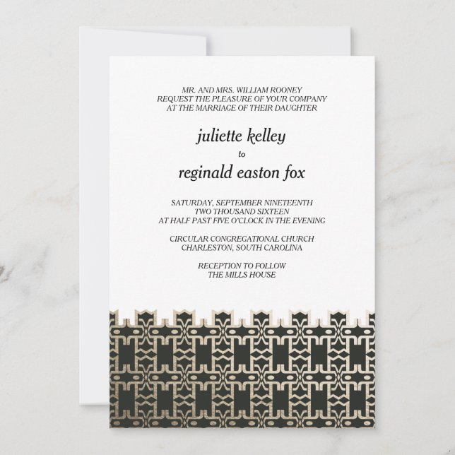 Mills House Charleston Black and Gold Invitation (Devant)