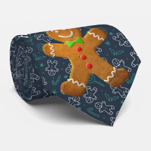 Milo Christmas Collection Blue Gingerbread Man Tie