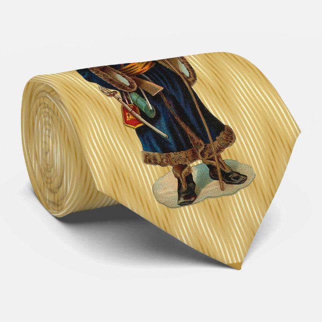 Milo Christmas Collection Vintage Santa Gold Tie (Rolled)