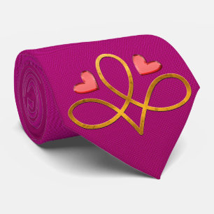 Milo Dale Hearts & Gold Design Pink Hommes cravate