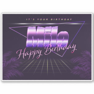 Milo Name Vorname lila retro Sticker Geburtstag