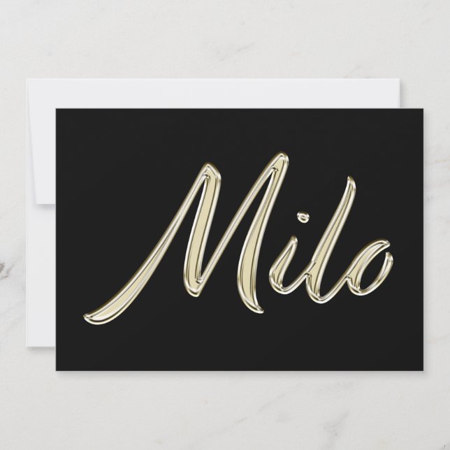 Milo Name white gold Handwriting Card (Front)