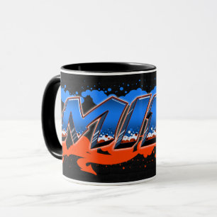Milo Prénom Graffiti blue Tasse orange