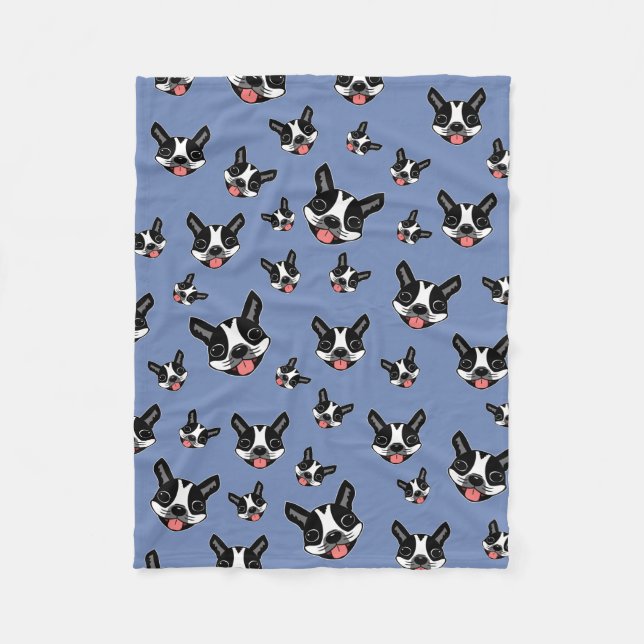 Milo The Boston Terrier Fleece Blanket (Front)